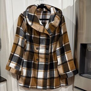 Plaid Hooded overcoat 0XL